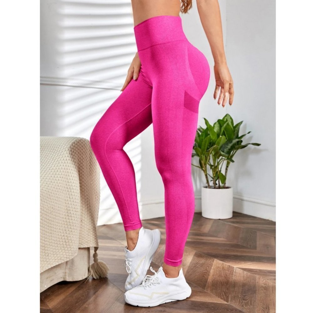 Seamless Wide Waistband Scrunch Butt Gym Leggings Activewear athleisure - Picture 5 of 8
